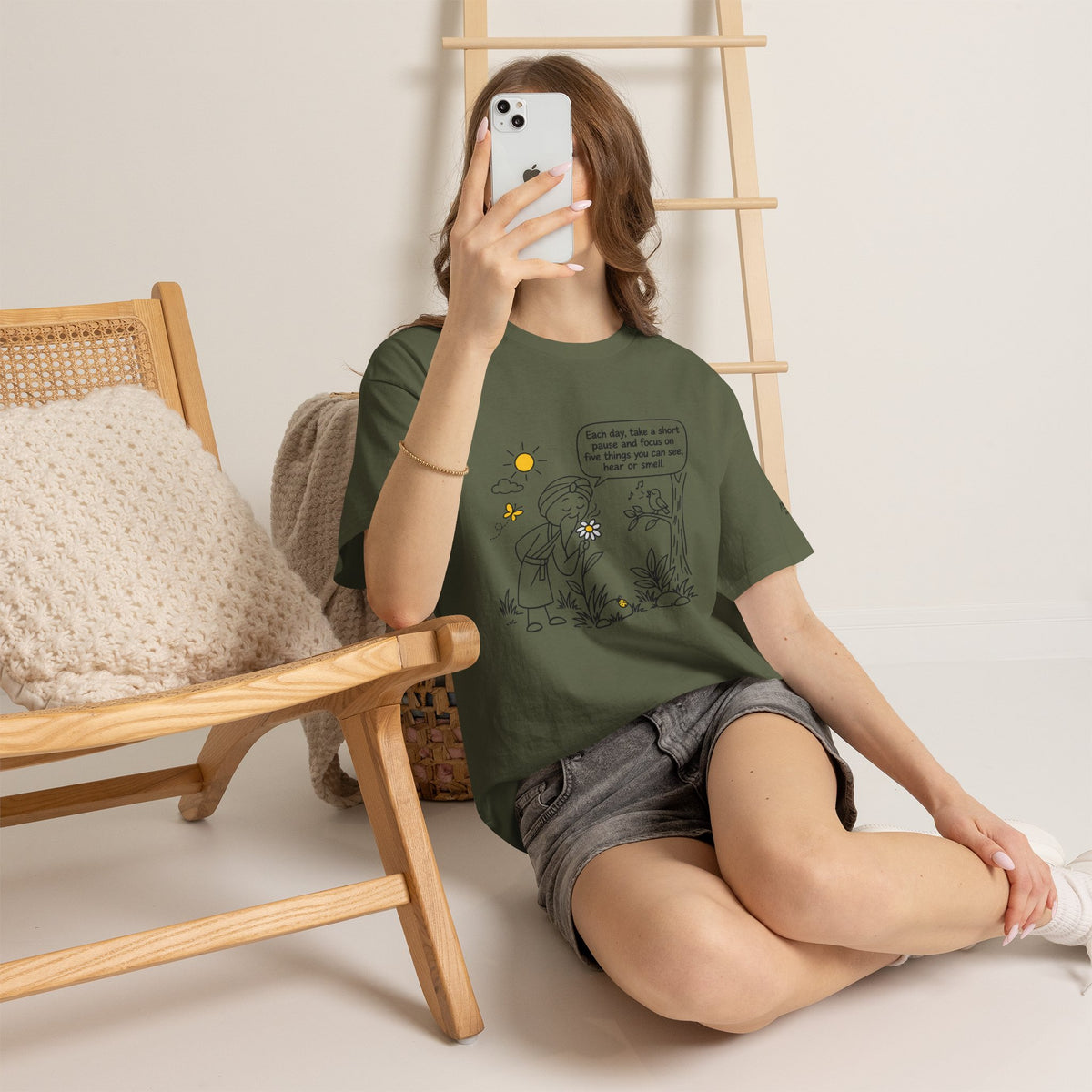 "Focus on five things you can see, hear or smell" - Master Lee's Wisdom, Unisex Heavy Cotton Tee