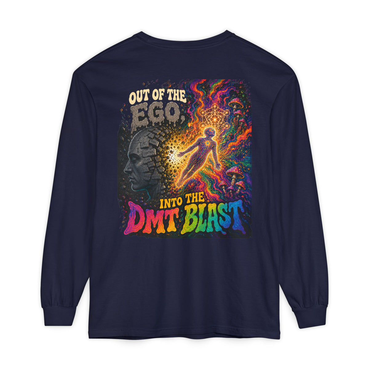 "Out of the Ego" Long Sleeve T-Shirt — Psychedelic DMT Blast Graphic