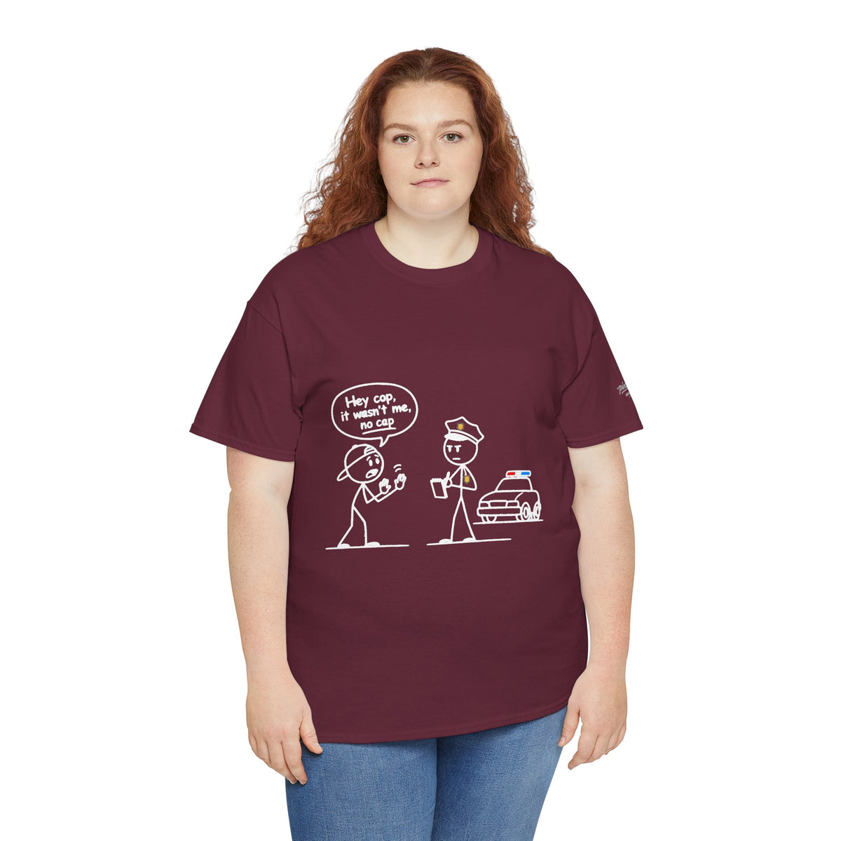 Cartoon Minimalist "No Cap" Gen Z Slang Tee