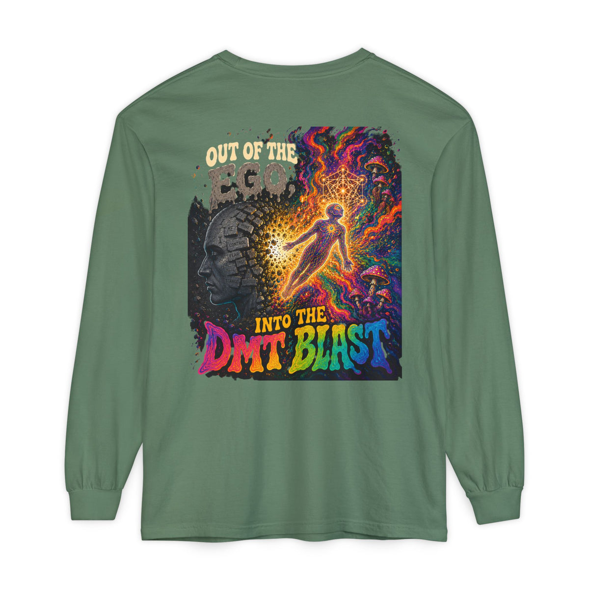 "Out of the Ego" Long Sleeve T-Shirt — Psychedelic DMT Blast Graphic