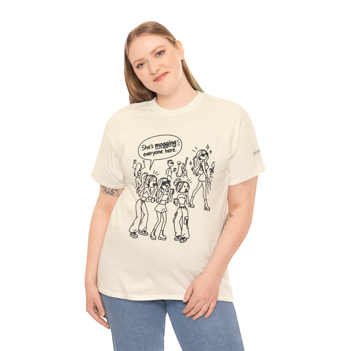 "She's mogging everyone here" Cartoon Tee