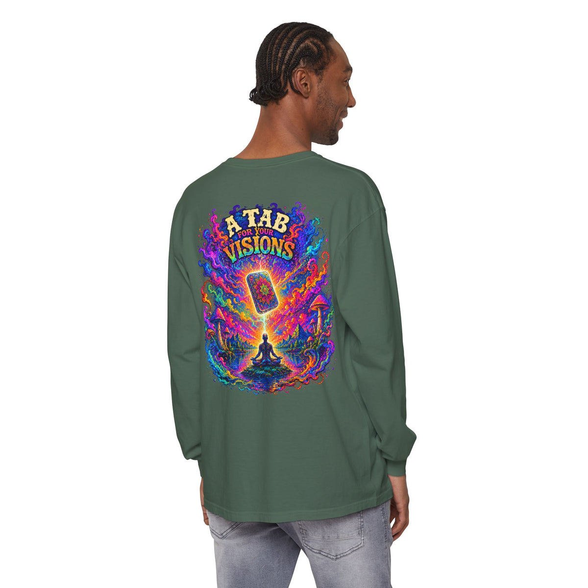 "A Tab for Your Visions" Long Sleeve Psychedelic T‑Shirt