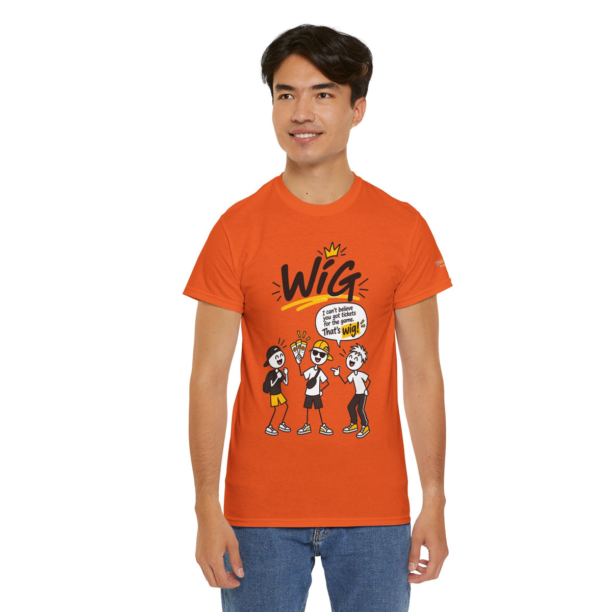 "Wig" Gen Z Slang Graphic Tee — Funny Cartoon Crew Shirt