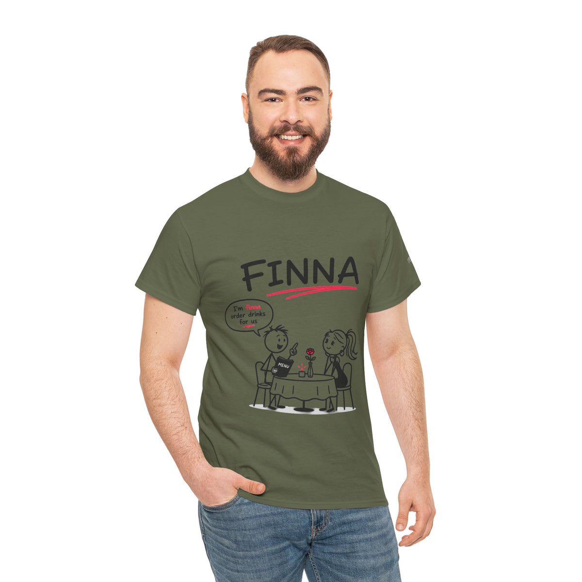 "FINNA" Gen z Slant Cartoon Tee