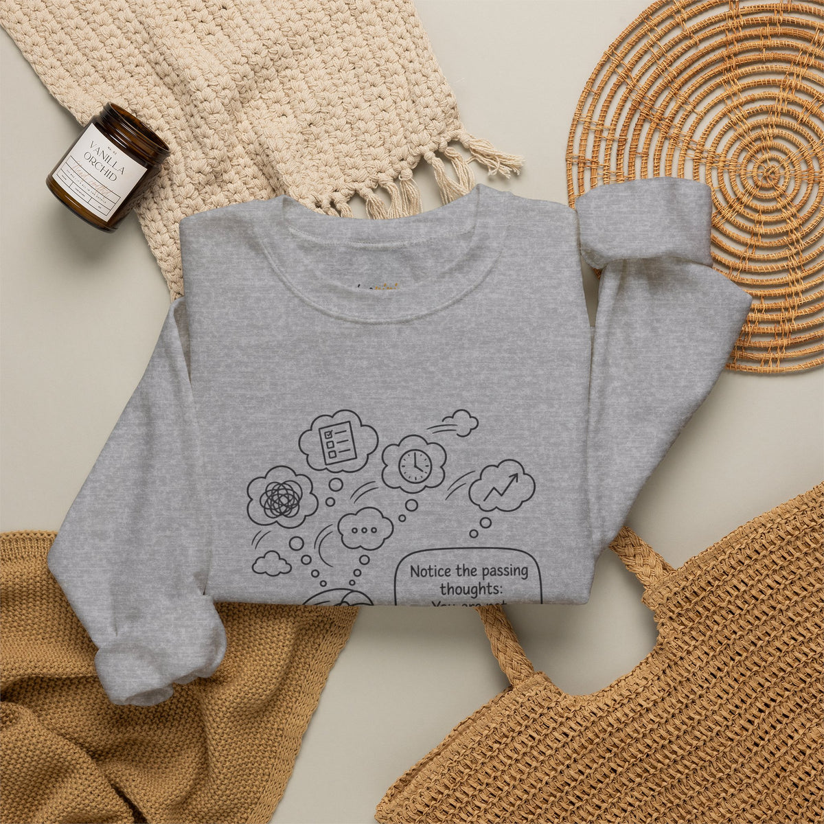 "Notice the passing thoughts" Mindfulness Design - Meditation Guru Crewneck Sweatshirt