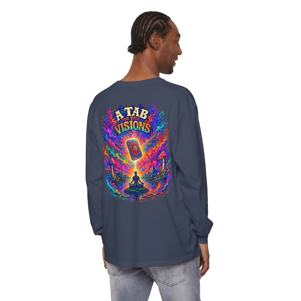 "A Tab for Your Visions" Long Sleeve Psychedelic T‑Shirt