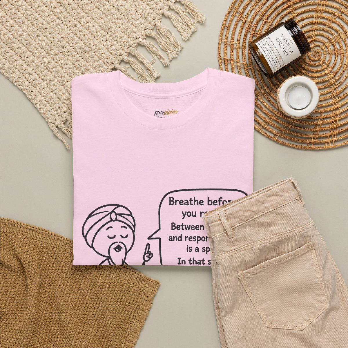 Mindful Guru T‑Shirt — "Breathe before you react" Meditation Tee