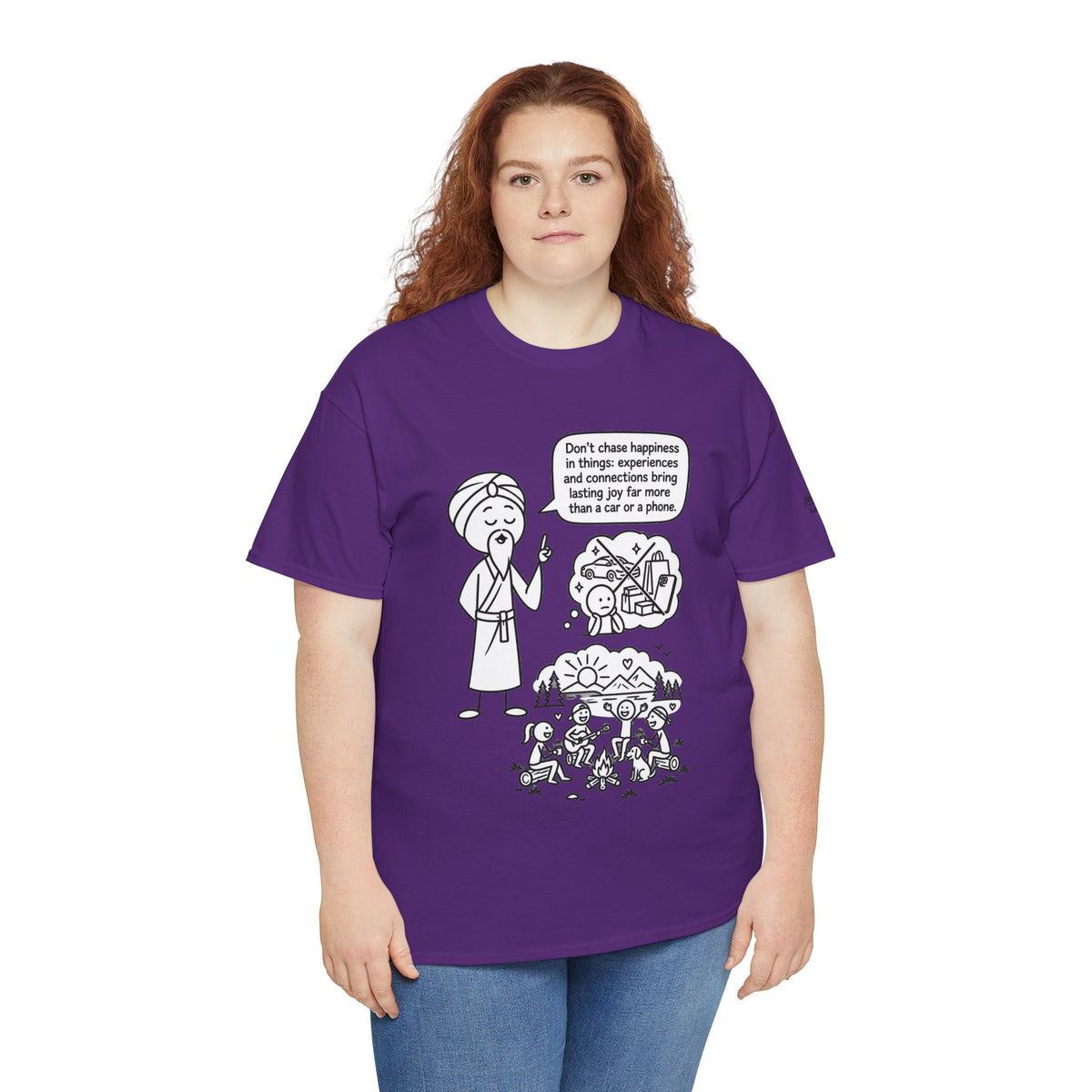 Mindful Graphic Tee – "Don't Chase Happiness in things" Illustration Shirt