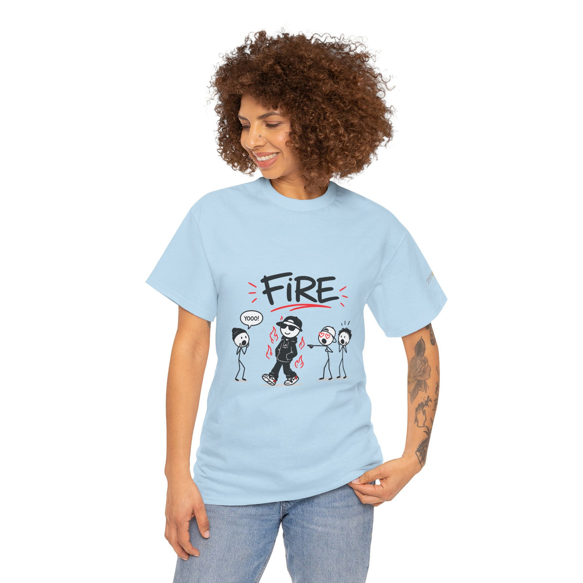 "Fire" Gen Z Slang Stick Figure Tee