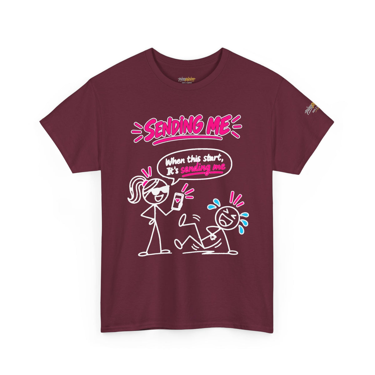 T-Shirt — "Sending Me" Funny Stick Figure Graphic Tee