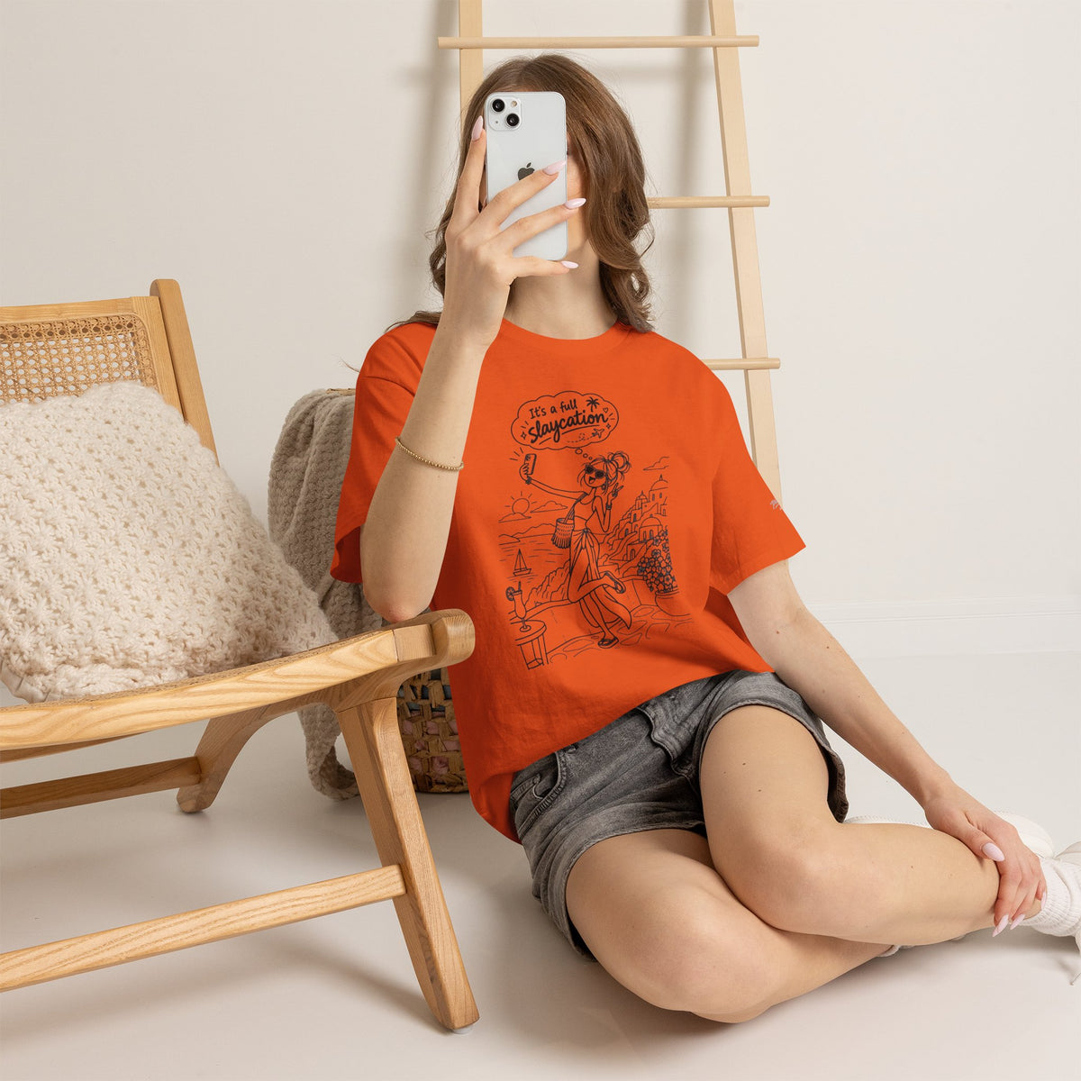 T-Shirt — "It's a Slaycation" Retro Beach Girl Graphic Tee