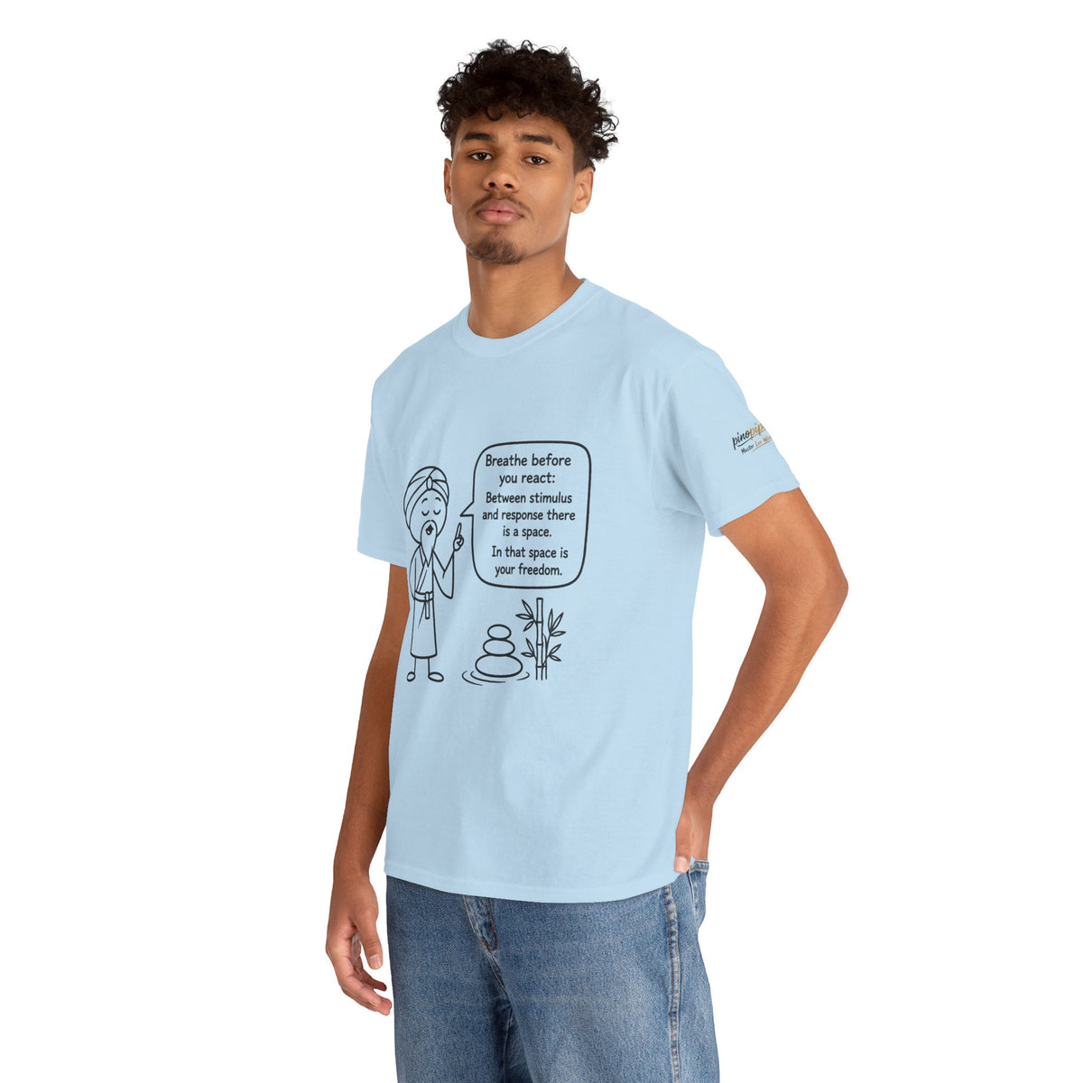 Mindful Guru T‑Shirt — "Breathe before you react" Meditation Tee