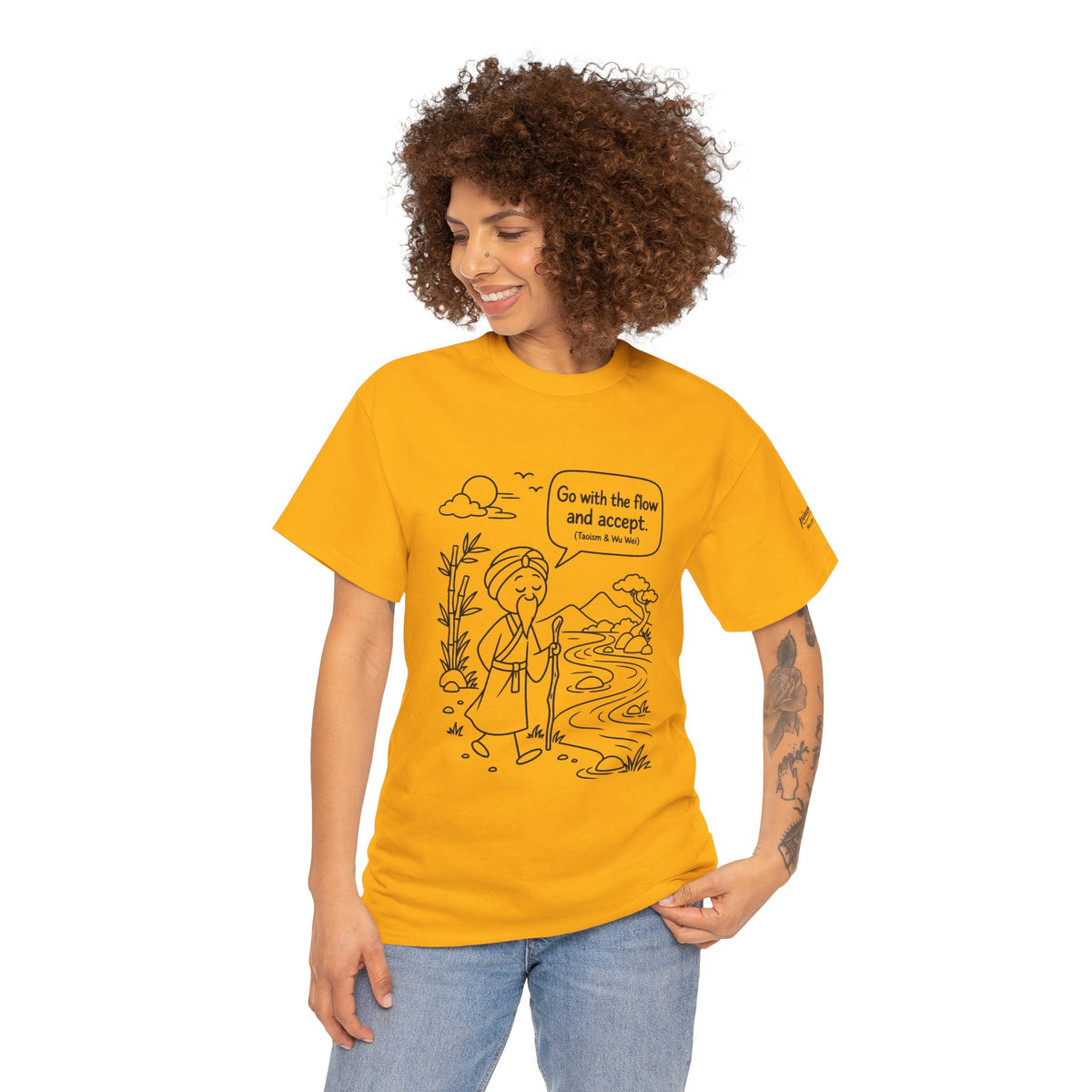 "Go With the Flow" Meditation Tee — Calm Journey Graphic T-Shirt