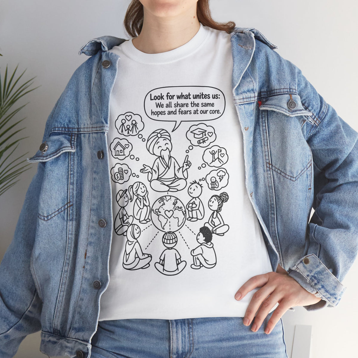 "Look for what unites us" Community Peace Crewneck Tee