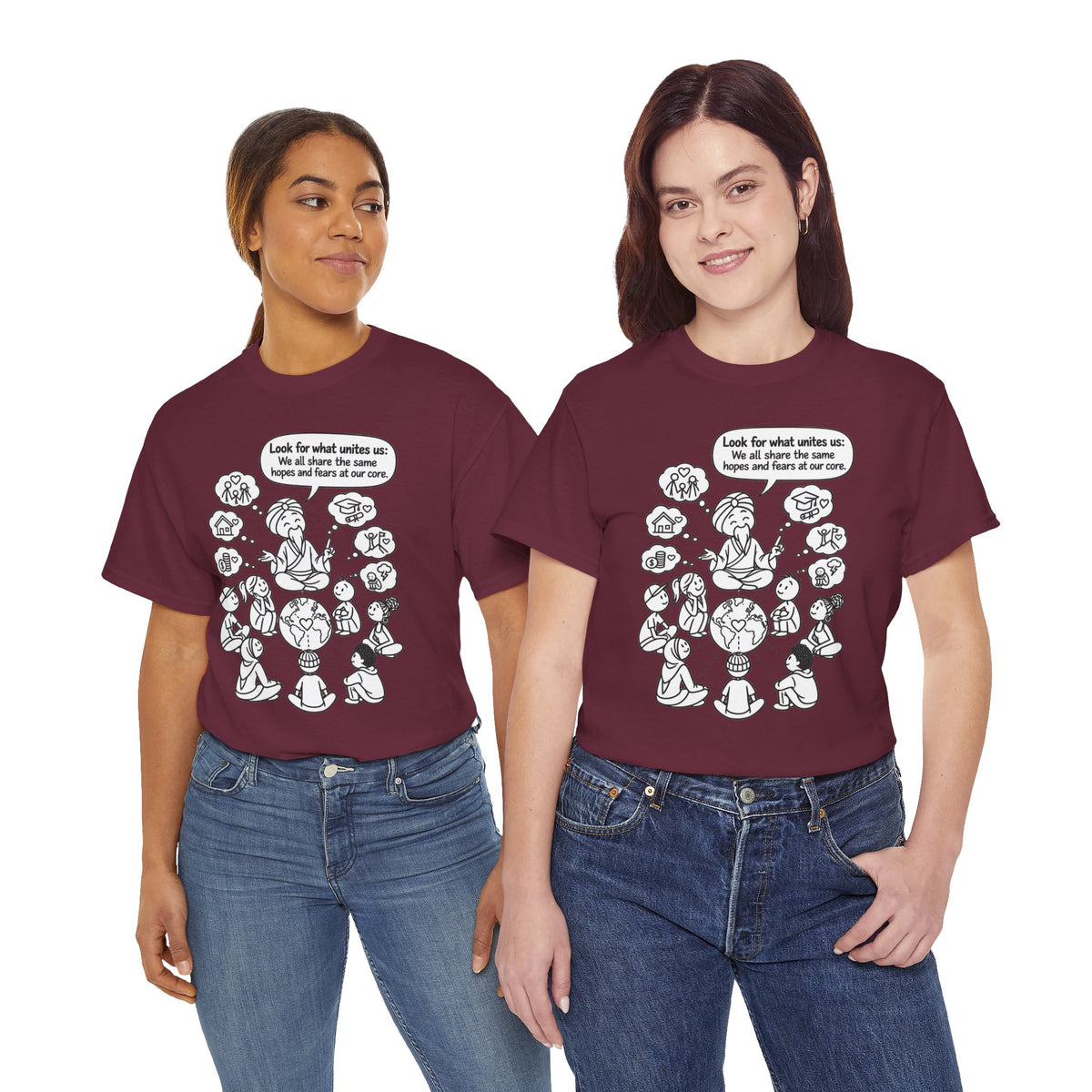 "Look for what unites us" Community Peace Crewneck Tee