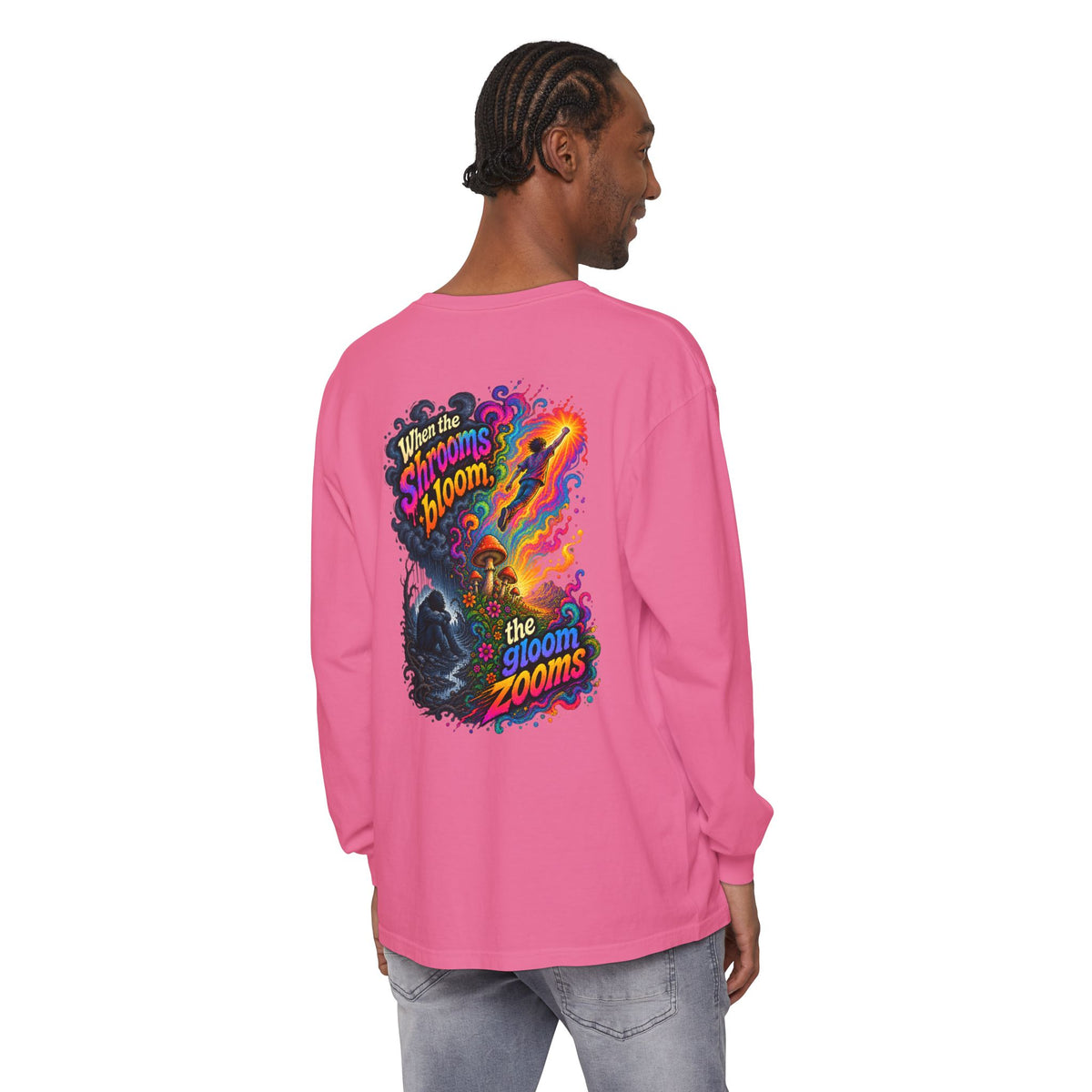 "When the Shrooms Bloom, The Goom Zooms" Psychedelic Design Long Sleeve T-Shirt