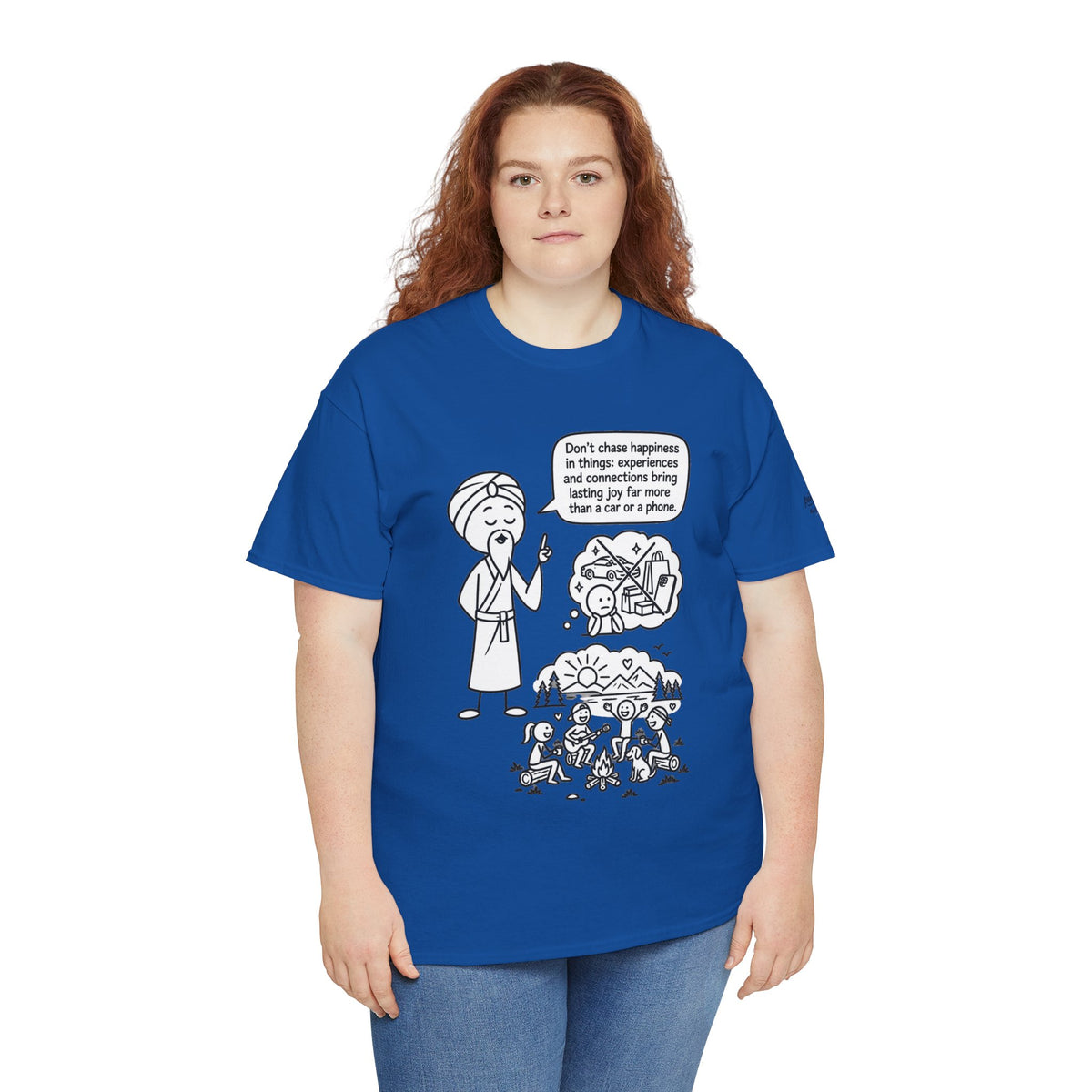 Mindful Graphic Tee – "Don't Chase Happiness in things" Illustration Shirt
