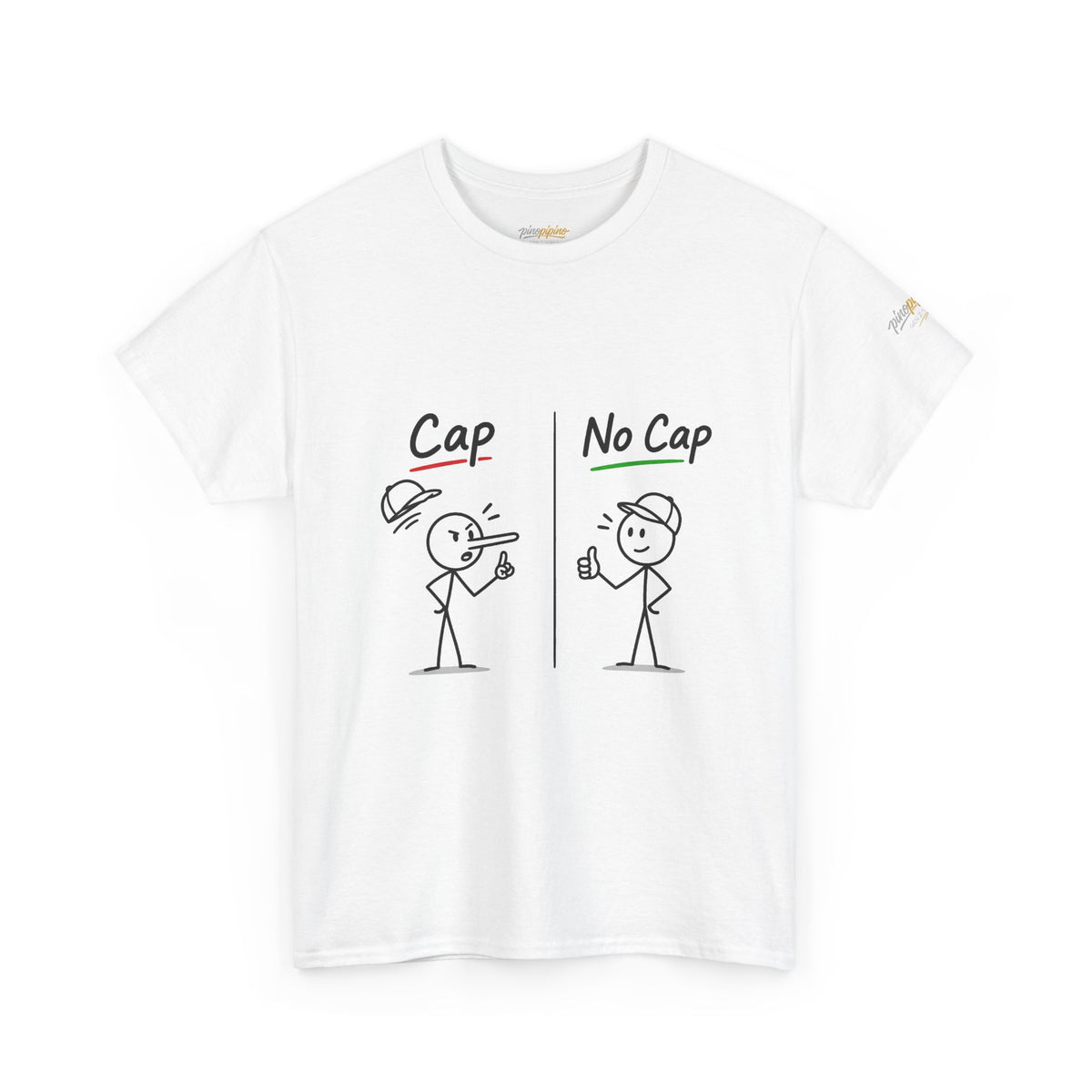 "Cap vs No Cap" T-Shirt – Funny Stick Figure Meme Tee
