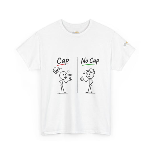 "Cap vs No Cap" T-Shirt – Funny Stick Figure Meme Tee