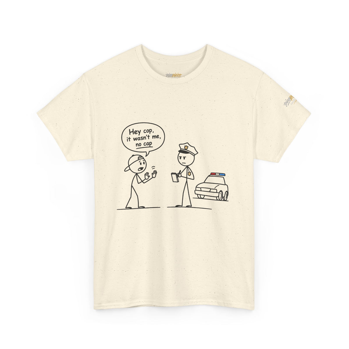 Funny "Hey Cop, It Wasn't Me, No Cap" Police Cartoon Tee