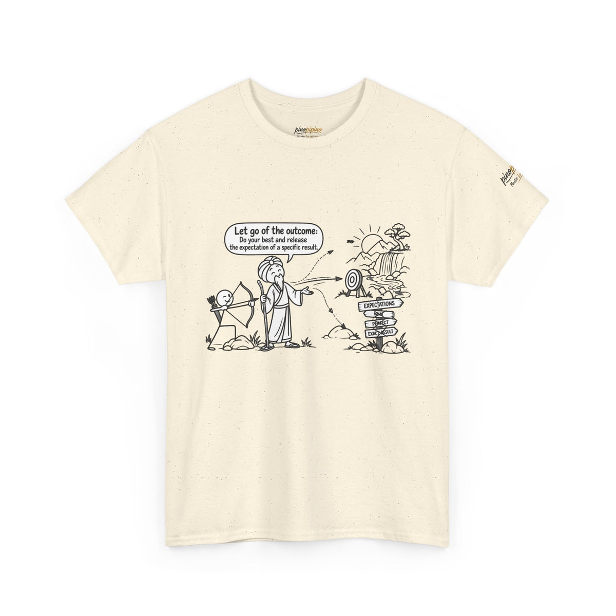 T-Shirt — Cartoon Zen Comic: "Let go of the outcome" Mindfulness Tee