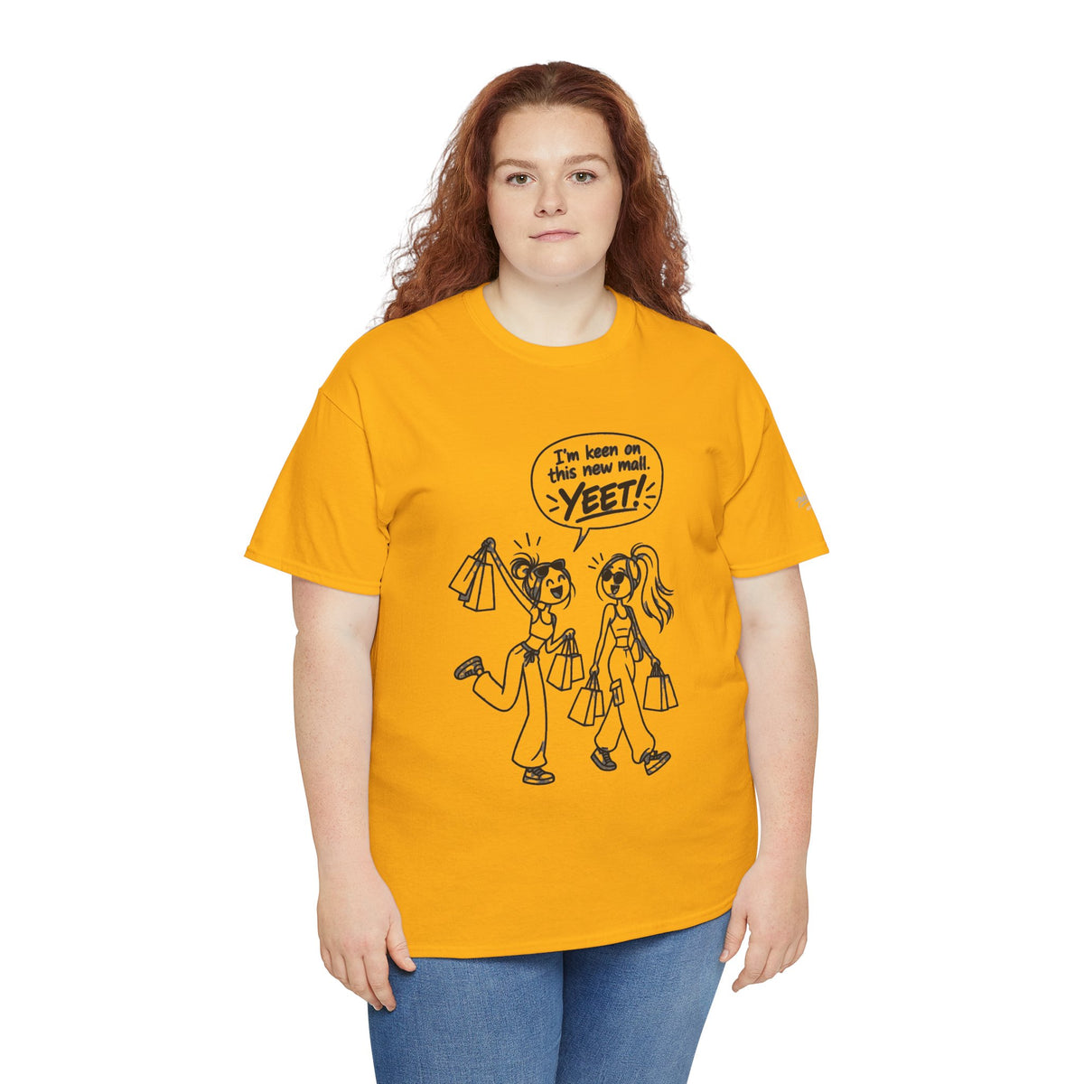 Graphic Tee — "I’m keen on this new mall. YEET" Shopping Cartoon Shirt