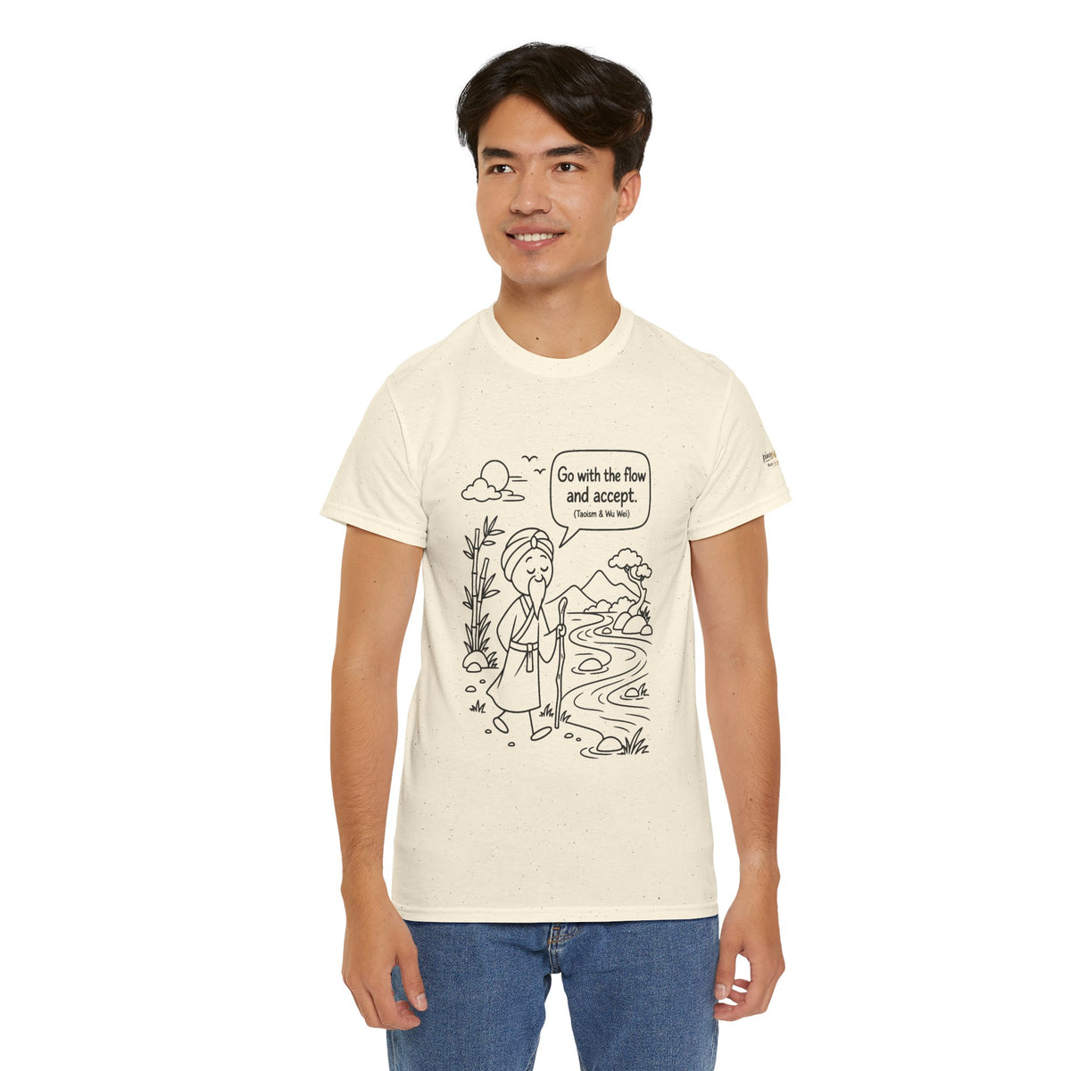 "Go With the Flow" Meditation Tee — Calm Journey Graphic T-Shirt