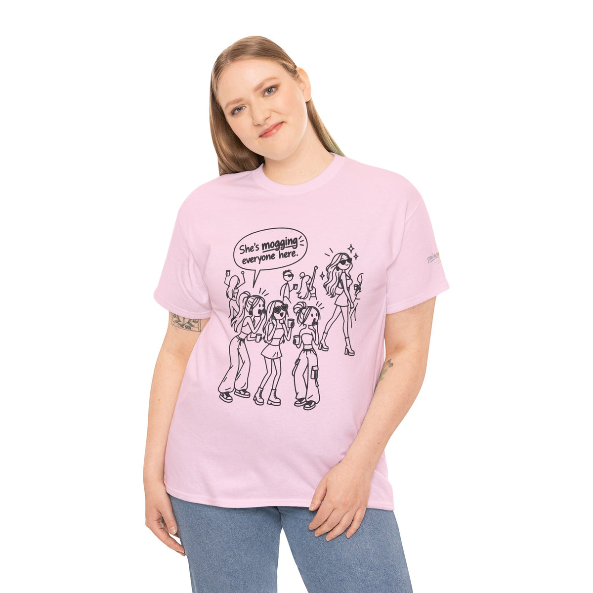 "She's mogging everyone here" Cartoon Tee