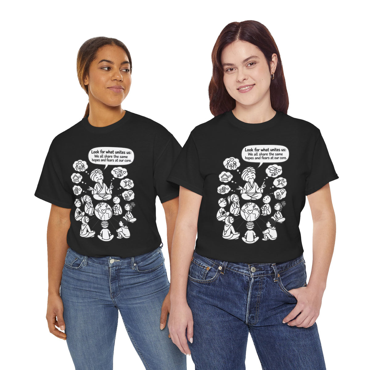 "Look for what unites us" Community Peace Crewneck Tee
