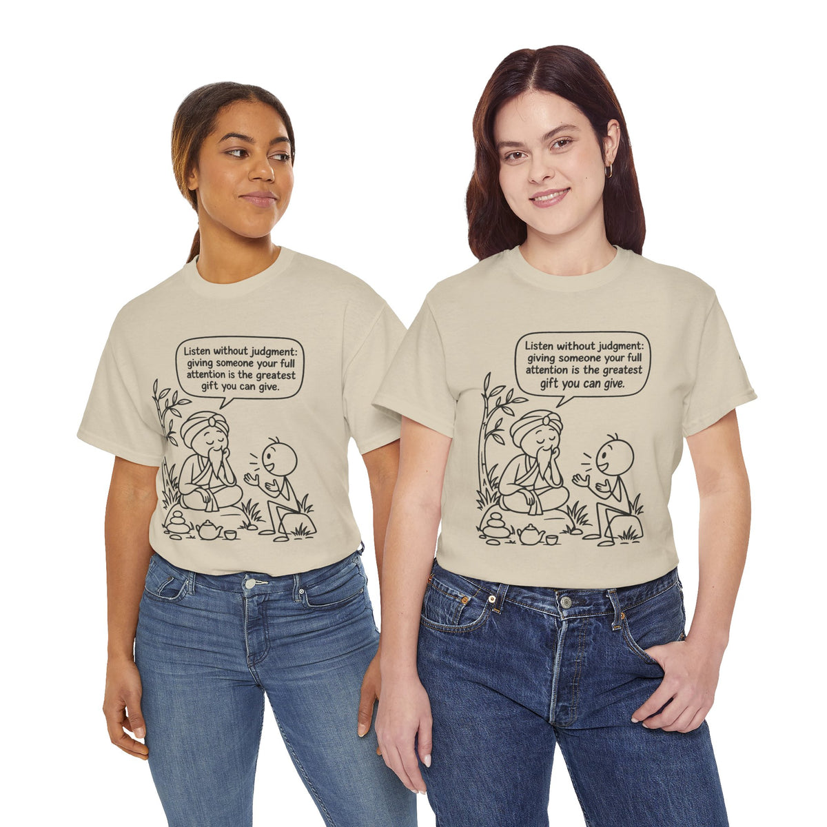 Mindful Listening Tee — "Listen without judgment" Meditation Quote T-Shirt