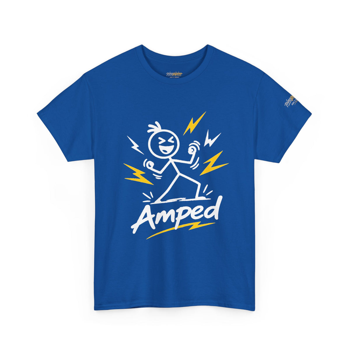 "Amped" Lightning Bolt Tee — Minimal Gen Z Slang Graphic T-Shirt