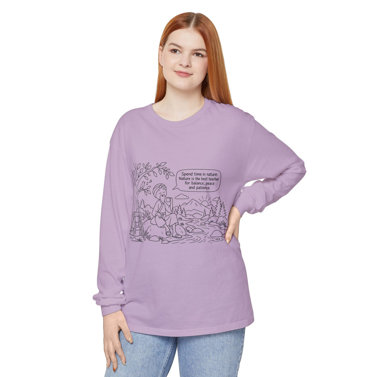 Long Sleeve T‑Shirt — "Spend time in nature" Hiking Graphic Tee