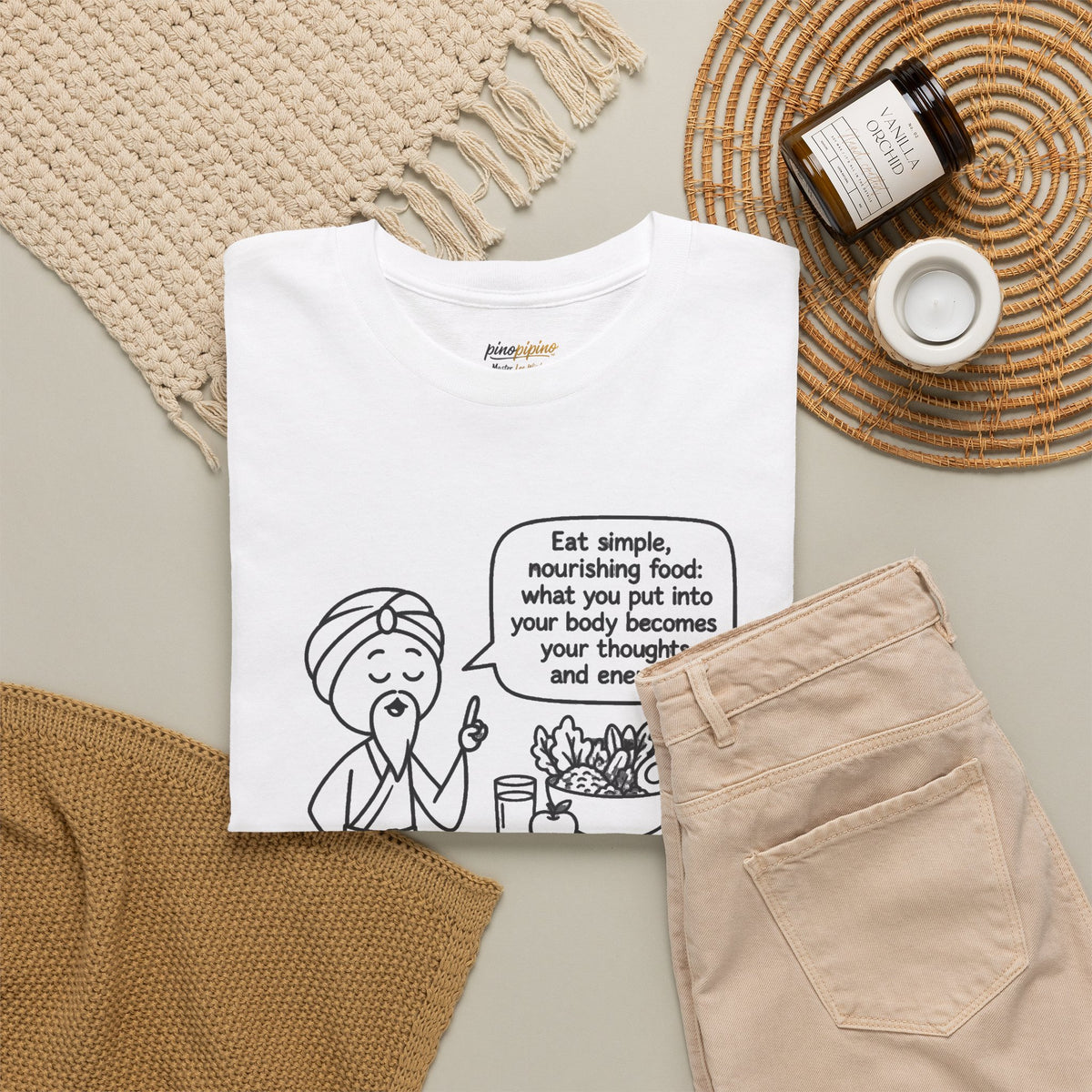 Mindful Eating T‑Shirt — "Eat Simple, Nourishing Food..." Wellness Tee