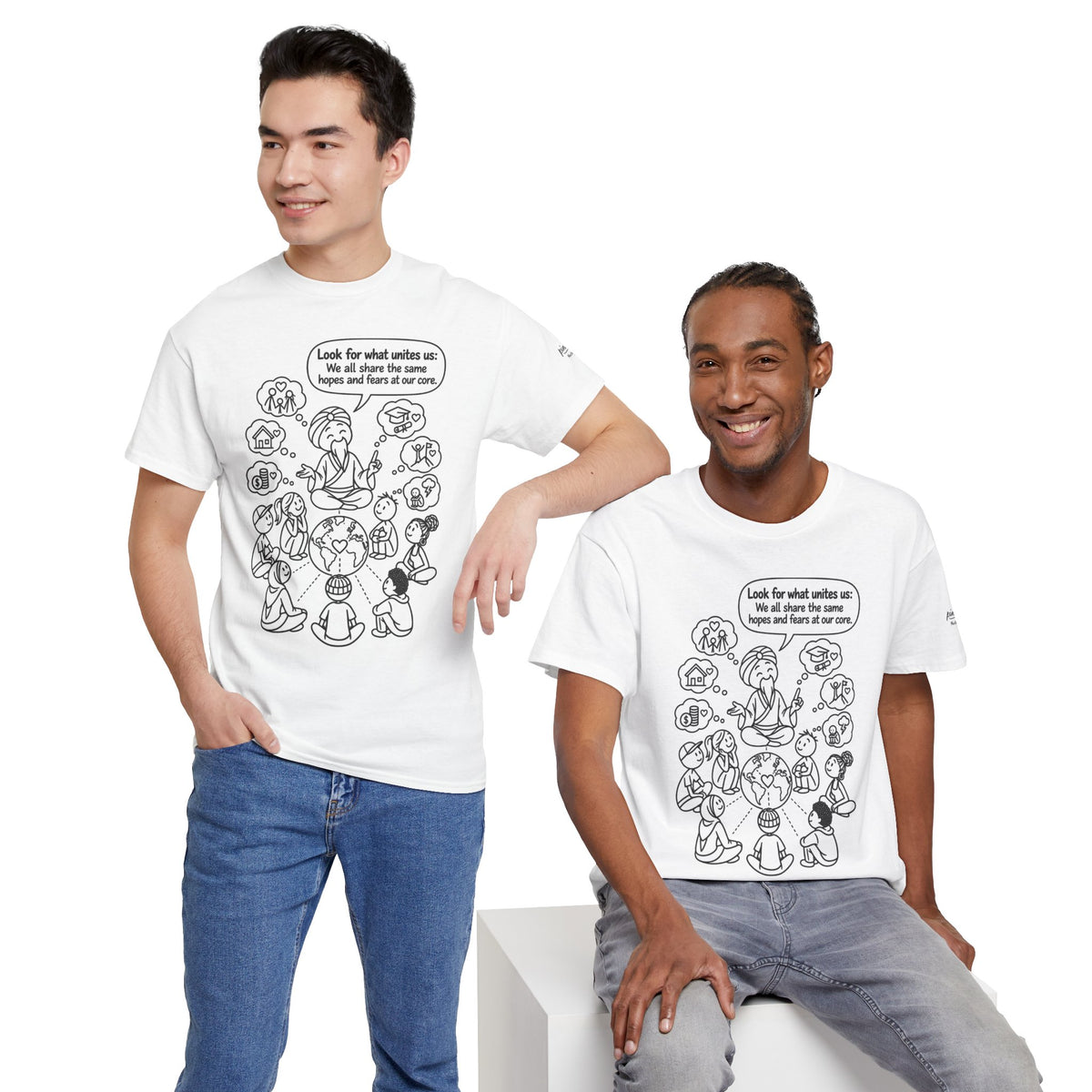 "Look for what unites us" Community Peace Crewneck Tee