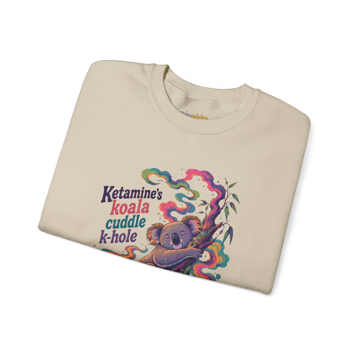 "Ketamine's Koala Cuddle K-Hole" Psychedelic Graphic Crewneck Sweatshirt