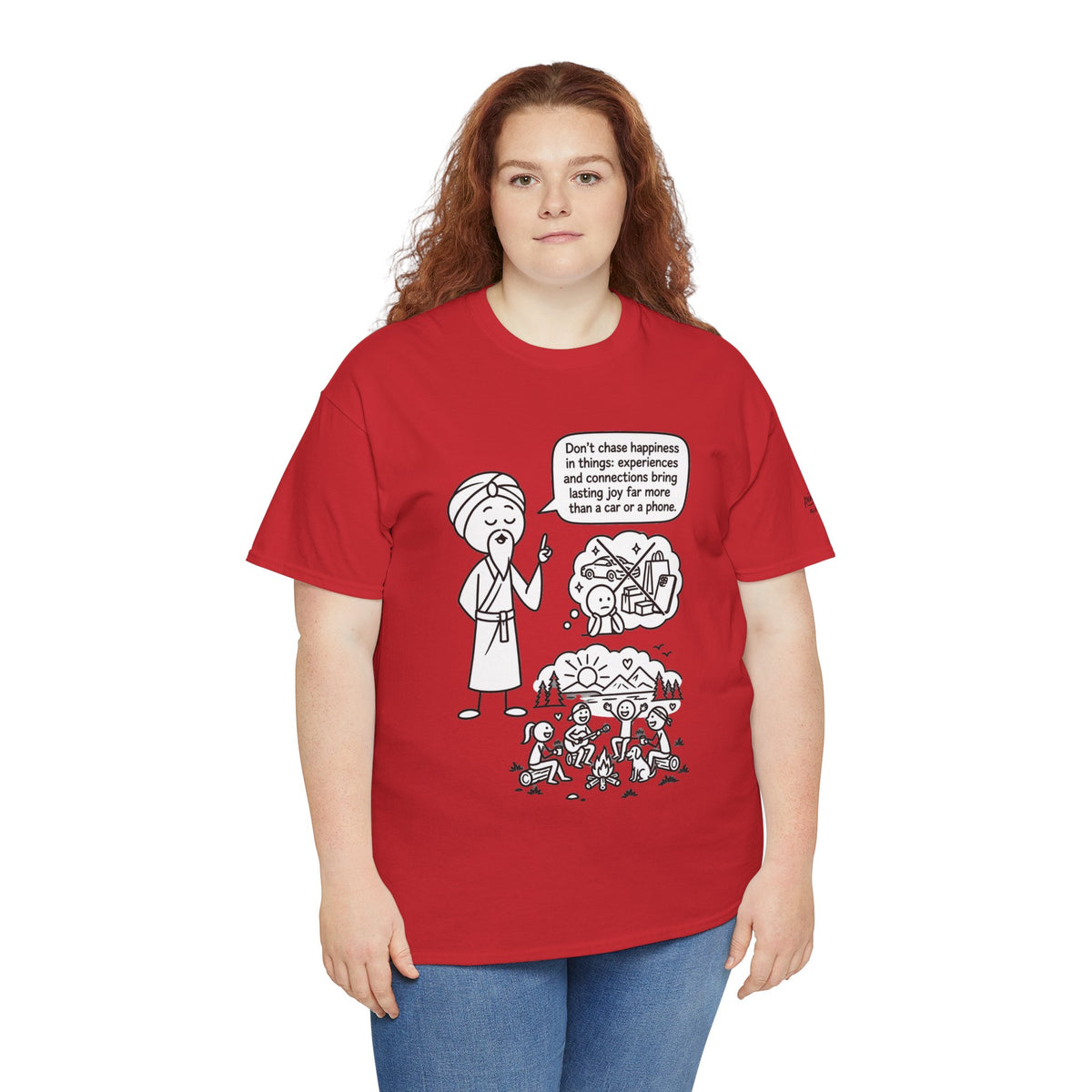 Mindful Graphic Tee – "Don't Chase Happiness in things" Illustration Shirt