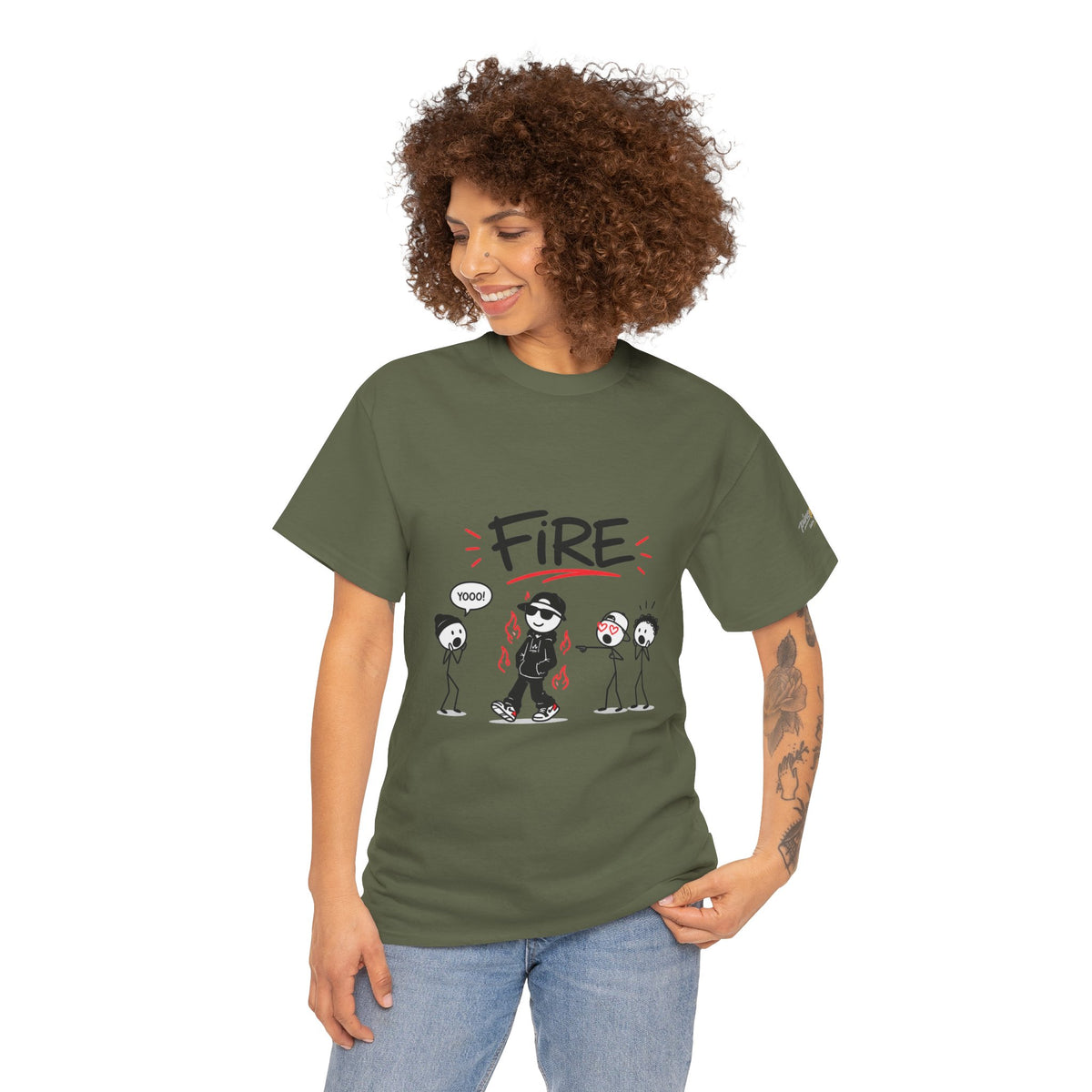 "Fire" Gen Z Slang Stick Figure Tee