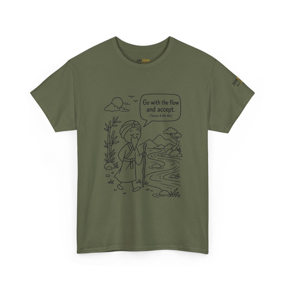 "Go With the Flow" Meditation Tee — Calm Journey Graphic T-Shirt