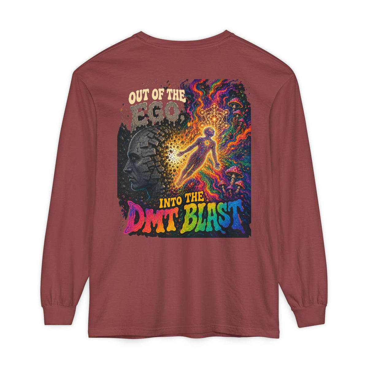 "Out of the Ego" Long Sleeve T-Shirt — Psychedelic DMT Blast Graphic