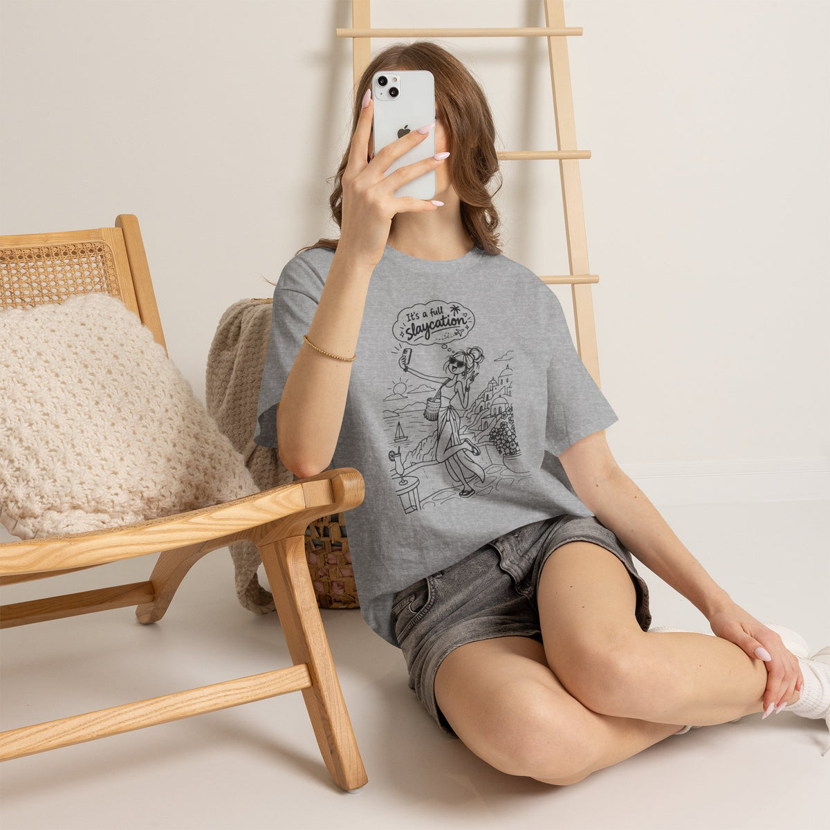T-Shirt — "It's a Slaycation" Retro Beach Girl Graphic Tee