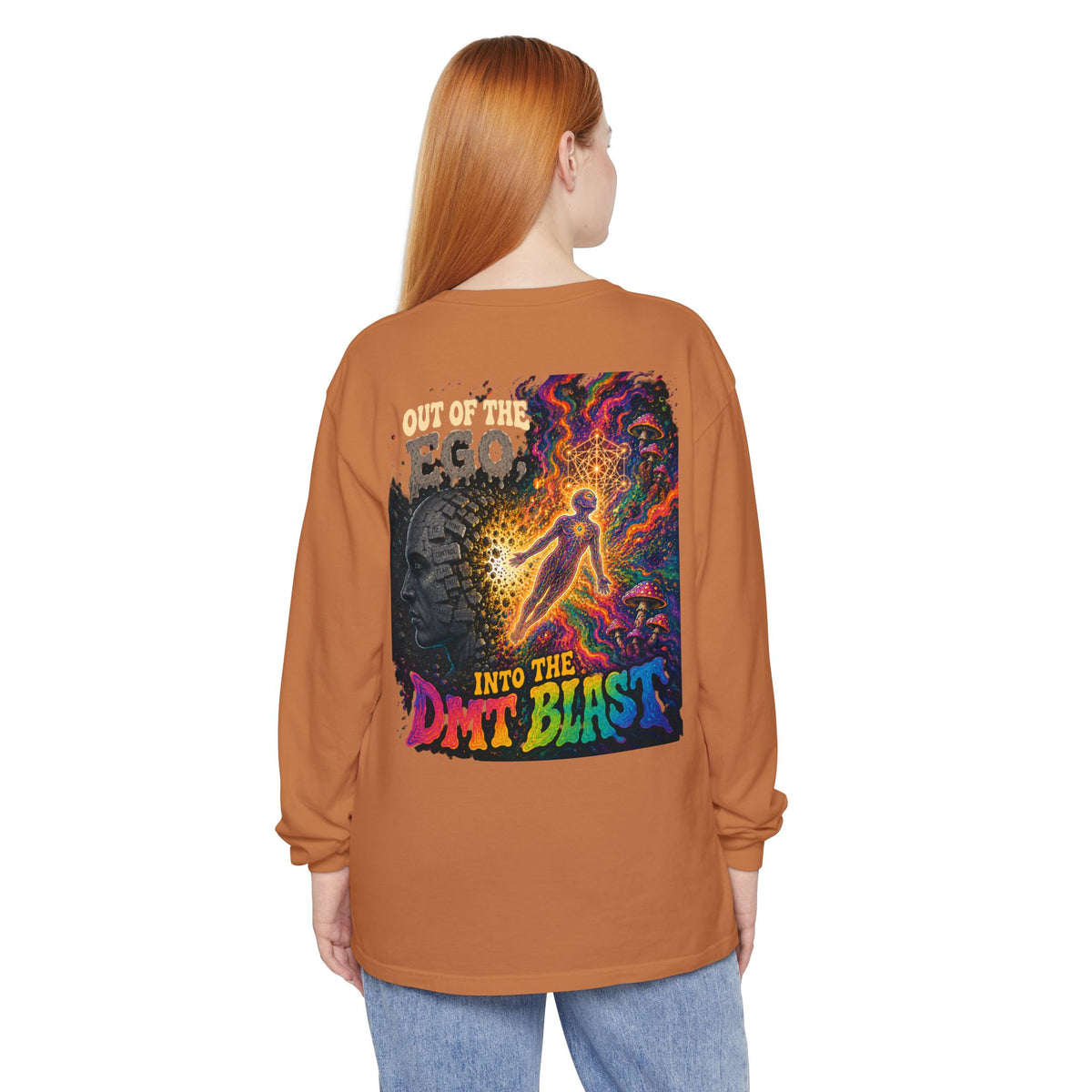 "Out of the Ego" Long Sleeve T-Shirt — Psychedelic DMT Blast Graphic