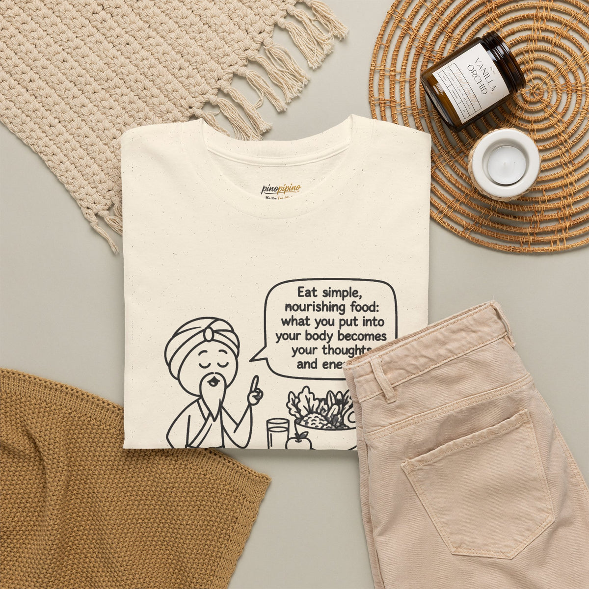 Mindful Eating T‑Shirt — "Eat Simple, Nourishing Food..." Wellness Tee