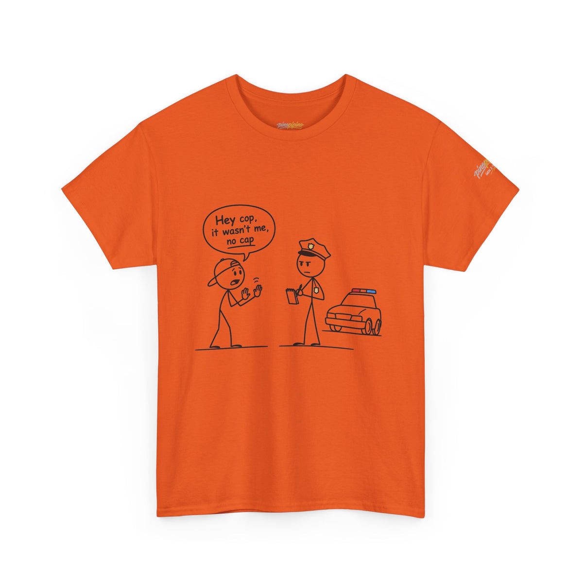 Funny "Hey Cop, It Wasn't Me, No Cap" Police Cartoon Tee