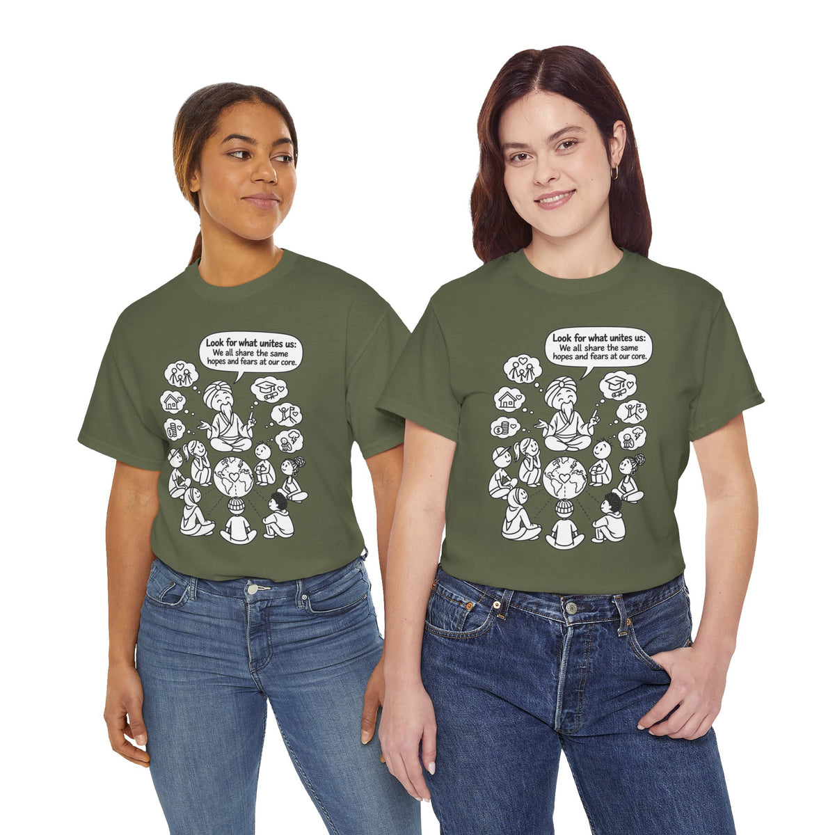 "Look for what unites us" Community Peace Crewneck Tee