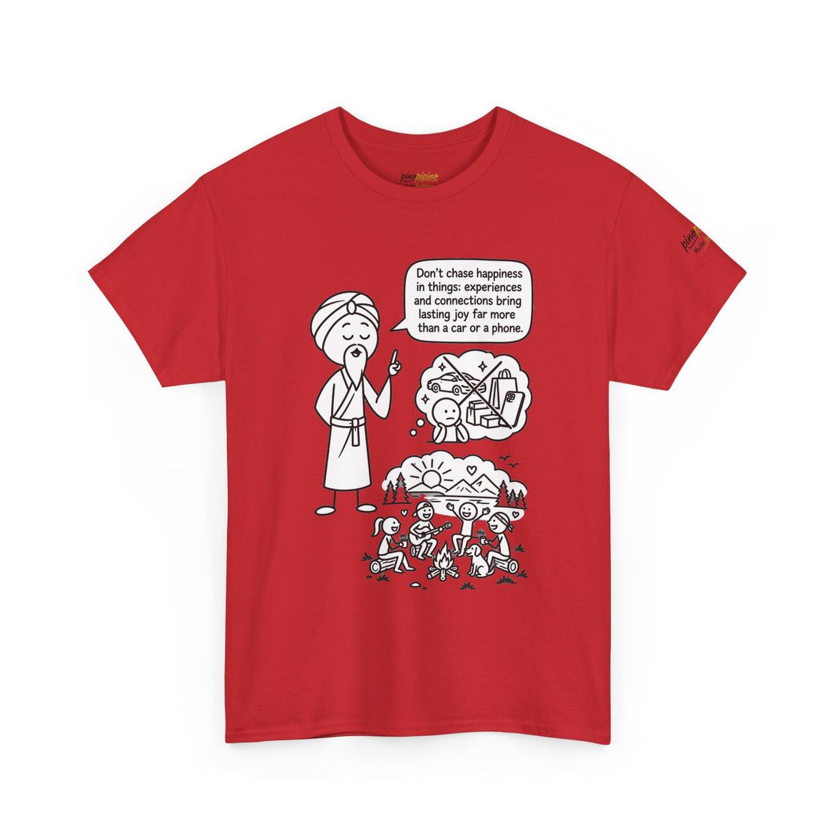 Mindful Graphic Tee – "Don't Chase Happiness in things" Illustration Shirt