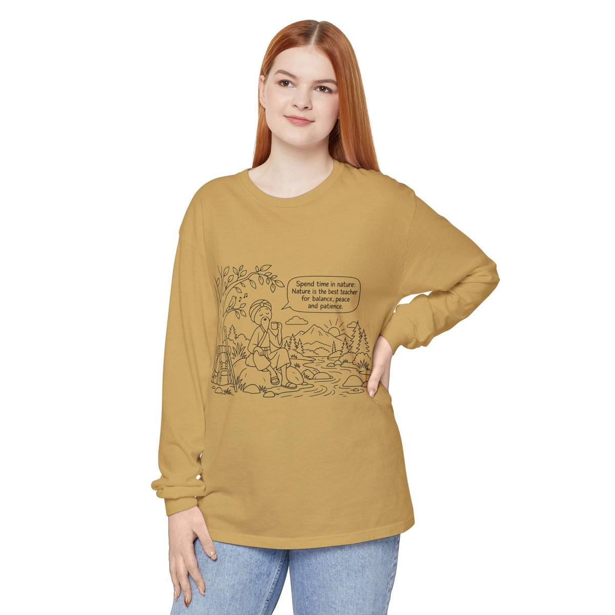 Long Sleeve T‑Shirt — "Spend time in nature" Hiking Graphic Tee