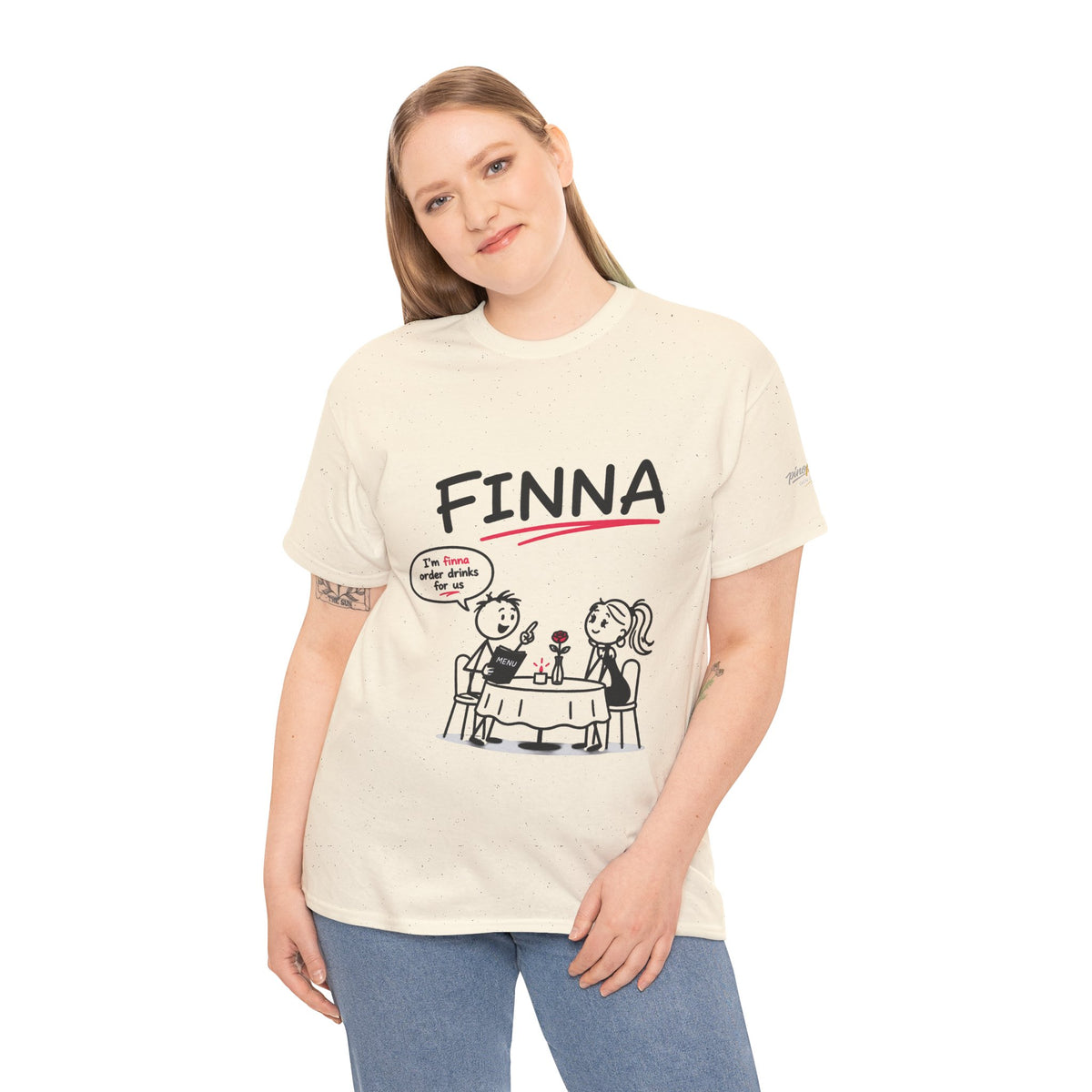 "FINNA" Gen z Slant Cartoon Tee