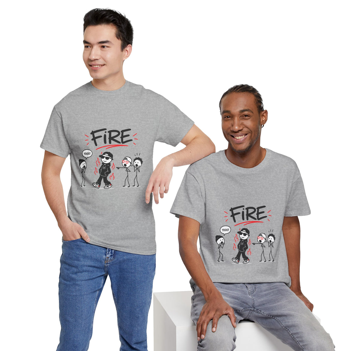 "Fire" Gen Z Slang Stick Figure Tee