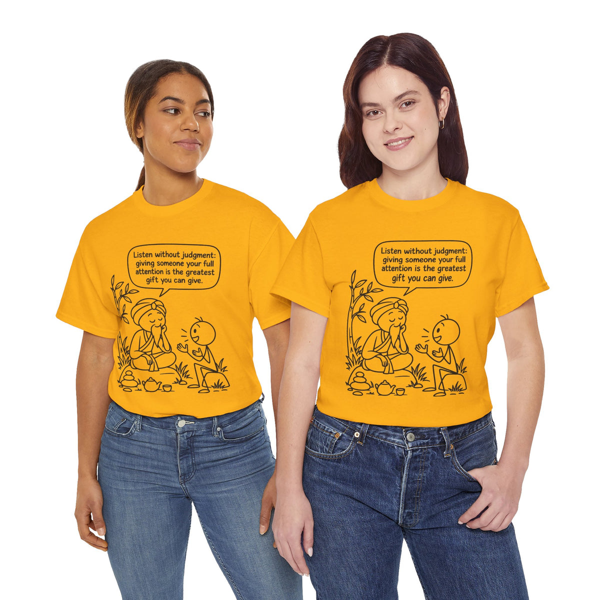 Mindful Listening Tee — "Listen without judgment" Meditation Quote T-Shirt