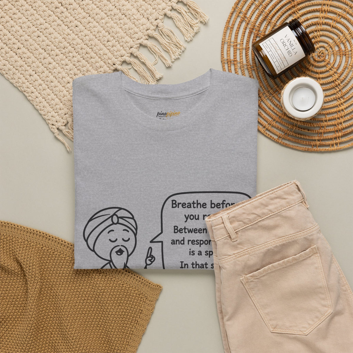 Mindful Guru T‑Shirt — "Breathe before you react" Meditation Tee